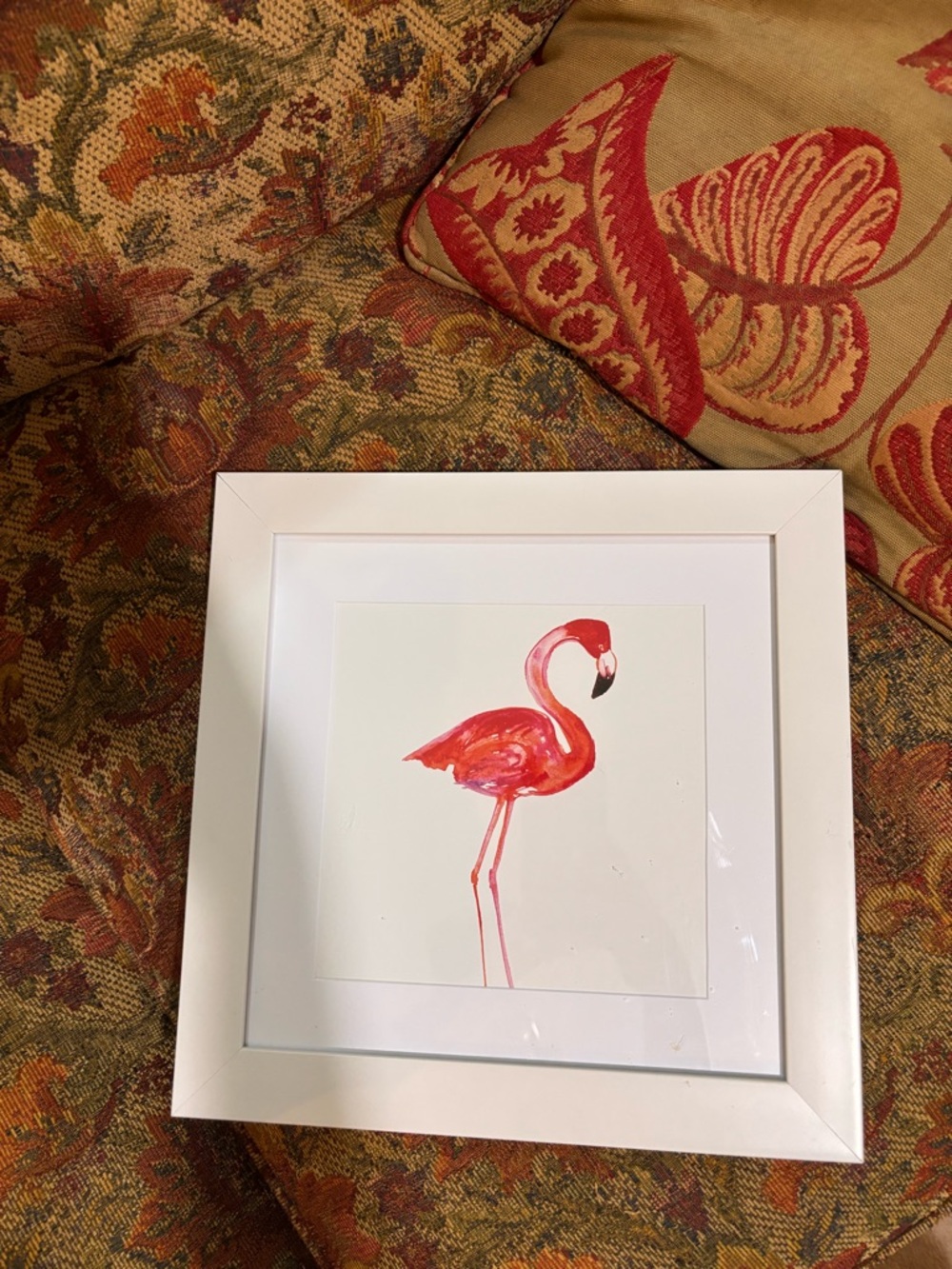 Framed Flamingo Watercolor Wall Art - Pink/Coral